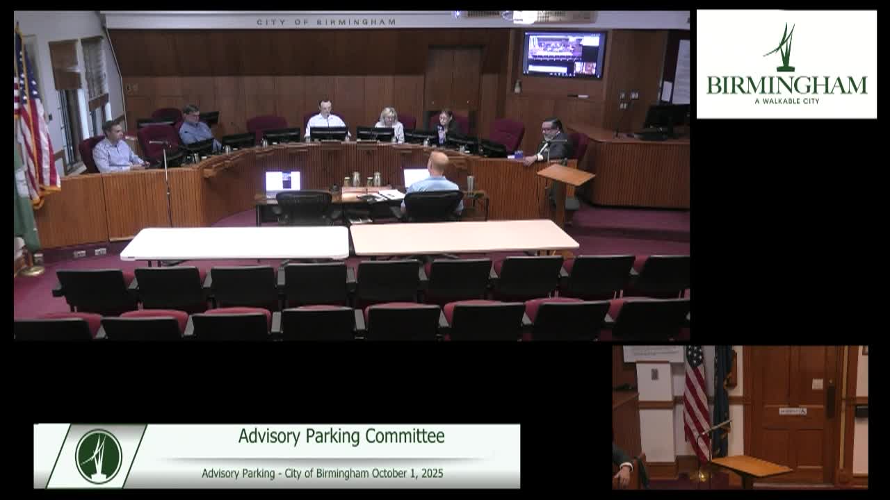 City of Birmingham Advisory Parking Committee Meeting on October 1, 2025