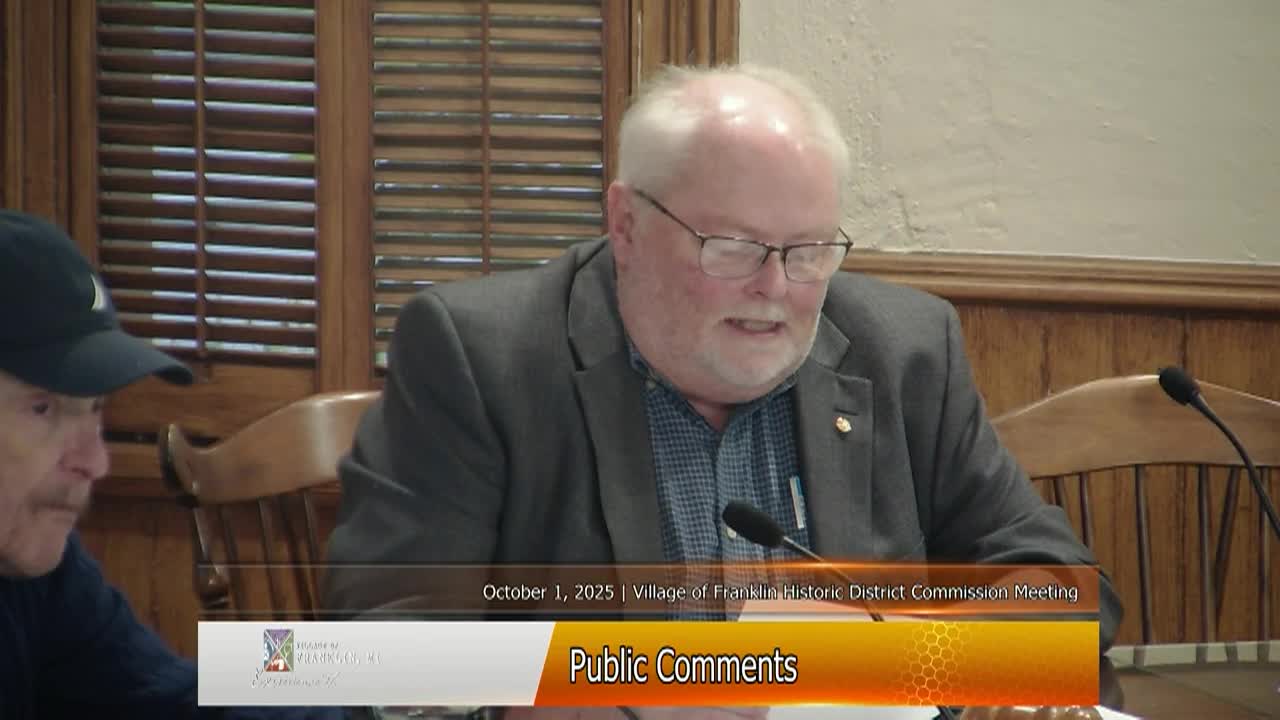 Village of Franklin Historic District Commission Meeting on October 1, 2025